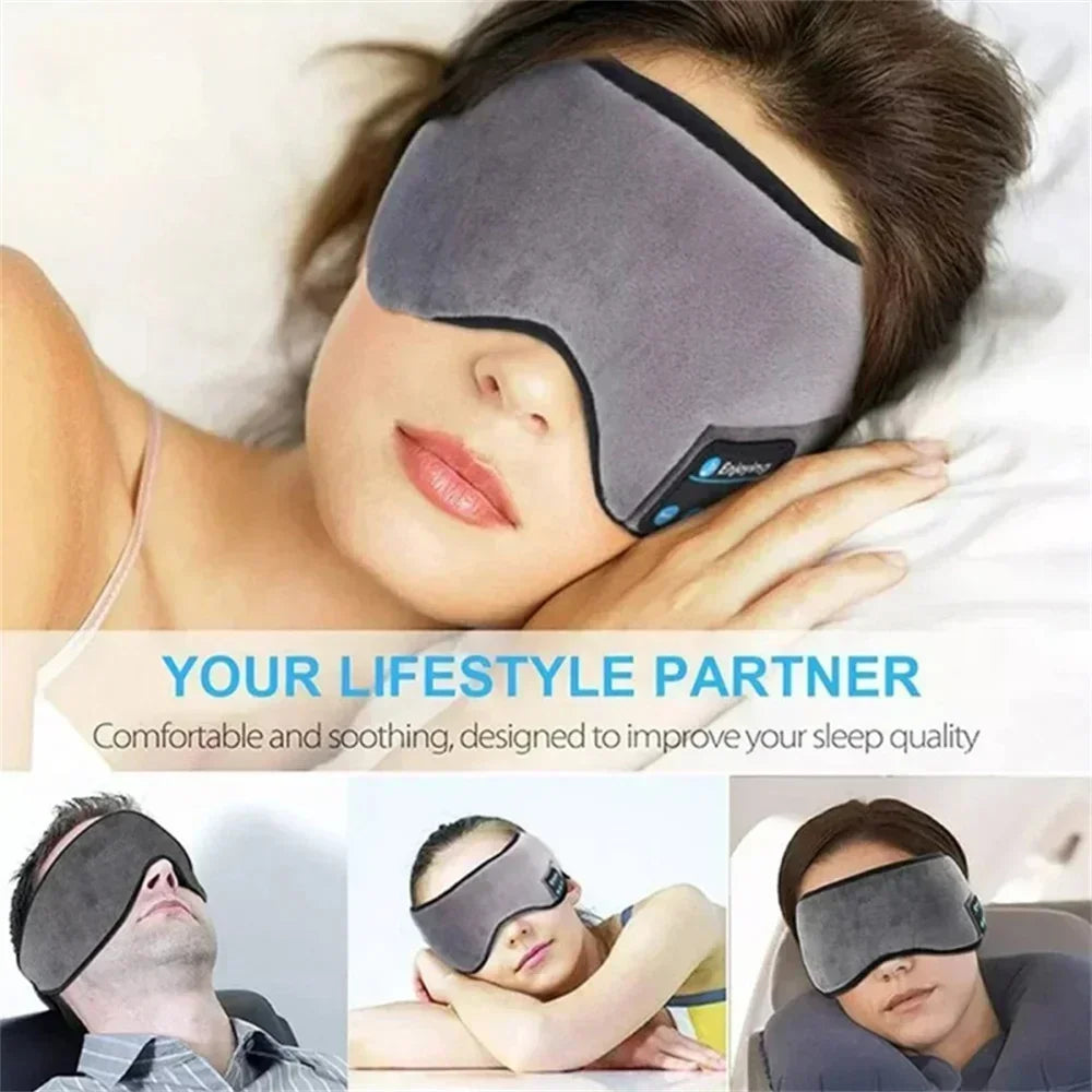 Premium Edition ThermTech Enjoying Bluetooth Sleep-Mask Earphones New Headband Elastic Wireless Headphone Music Eye Mask Blackout Headset