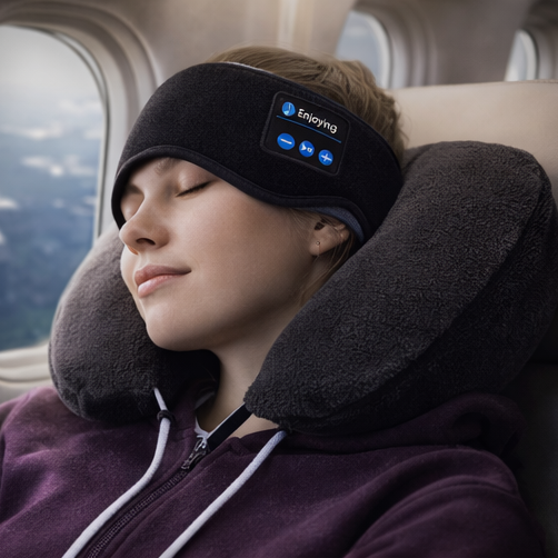 Premium Edition ThermTech Enjoying Bluetooth Sleep-Mask Earphones New Headband Elastic Wireless Headphone Music Eye Mask Blackout Headset