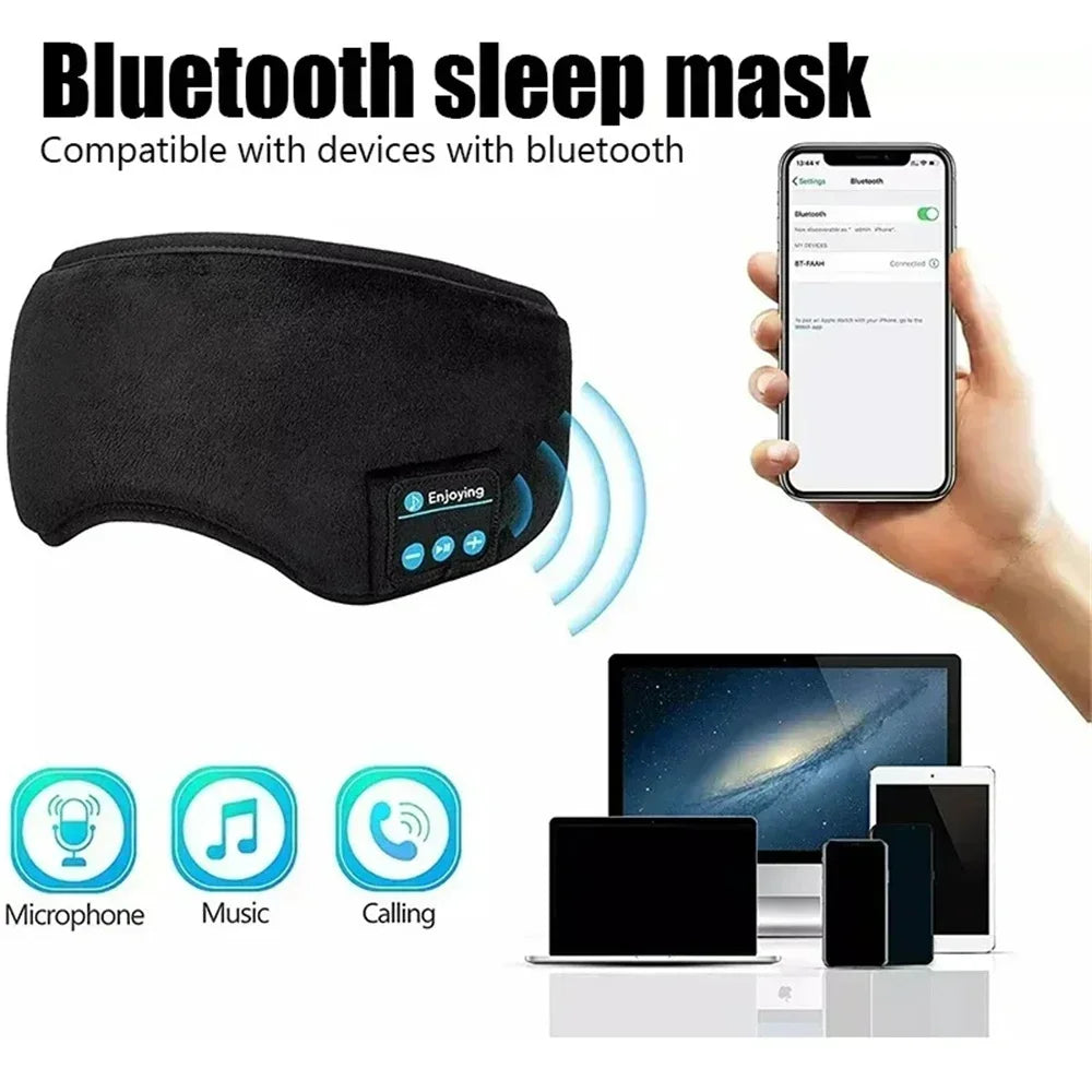 Premium Edition ThermTech Enjoying Bluetooth Sleep-Mask Earphones New Headband Elastic Wireless Headphone Music Eye Mask Blackout Headset