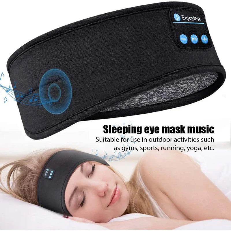 ThermTech Enjoying Sleep Mask Bluetooth Sleeping Earphones Headband Thin Soft Elastic Comfortable Wireless Music Headset Eye Mask For Side Sleeper